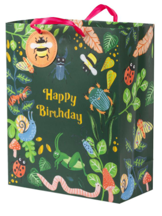 Large Gift Bag: Matte Happy Birthday Bugs