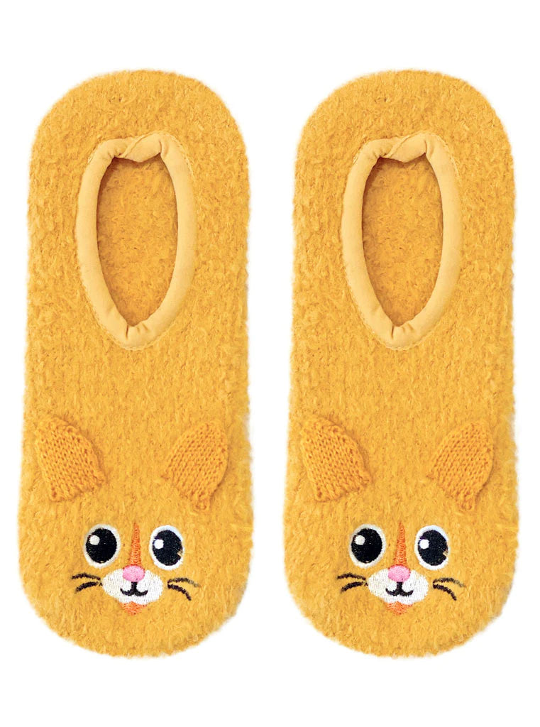 Fuzzy Tan Kitty Slipper Socks - One Size Fits Most