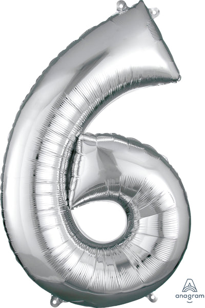 34" Balloon: Giant Number 6 - Multiple Colours Available