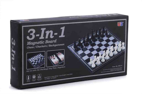 3-in-1 Magnetic & Folding Chess/Checkers/Backgammon - Ages 6+
