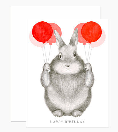 Bunny Balloons - Birthday Card