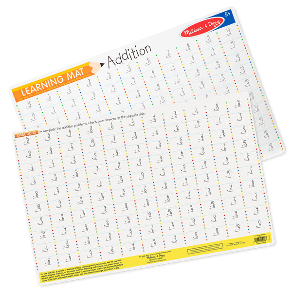 MD: Write-a-Mat Learning Placemat Addition Problems - Ages 5+