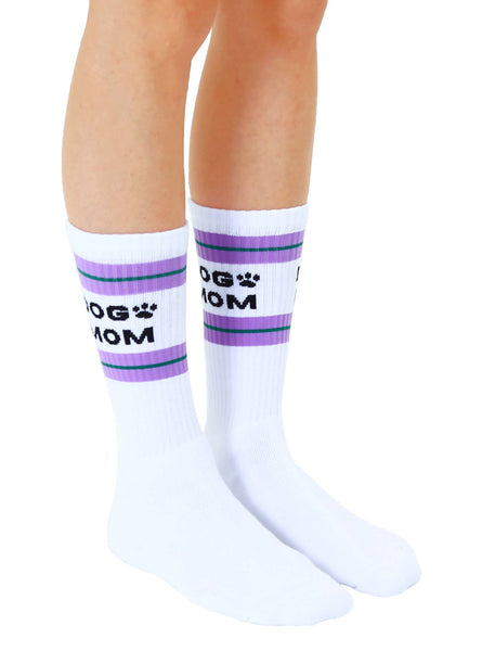 Dog Mom Classic Crew Socks  - White