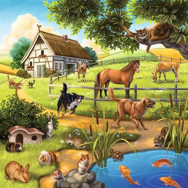49 Piece Puzzle: 3 x 49 / Forest/Zoo/Domestic Animals - Ages 5+