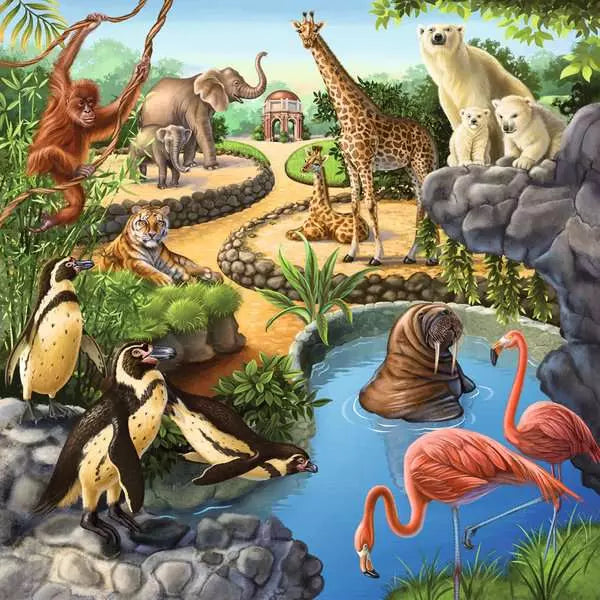 49 Piece Puzzle: 3 x 49 / Forest/Zoo/Domestic Animals - Ages 5+