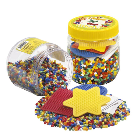 Hama: Midi Beads 4000+ Beads with Pegboards in a Jar Yellow - Ages 5+