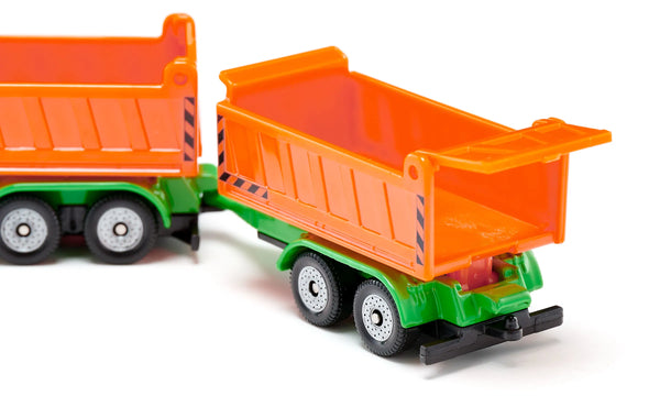 Siku: Truck With Dumper Body and Tipping Trailer (Green & Orange) - Toy Vehicle - Ages 3+