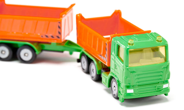 Siku: Truck With Dumper Body and Tipping Trailer (Green & Orange) - Toy Vehicle - Ages 3+