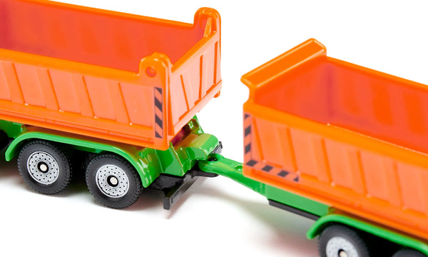 Siku: Truck With Dumper Body and Tipping Trailer (Green & Orange) - Toy Vehicle - Ages 3+