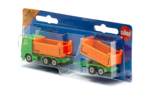 Siku: Truck With Dumper Body and Tipping Trailer (Green & Orange) - Toy Vehicle - Ages 3+