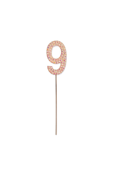 Rhinestone Number Cake Toppers: Pink