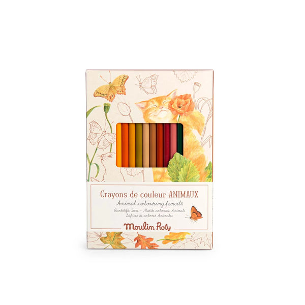 Le Jardinier 12 Animal Colouring Pencils and Cards - Moulin Roty