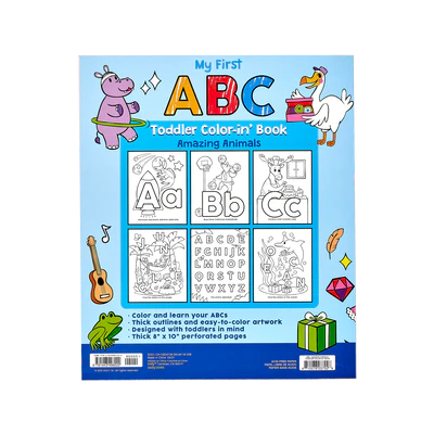 AB: Color-in' Book: My First ABC Toddler Amazing Animals - Ages 3+