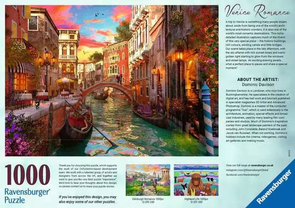 1000 Piece Puzzle: Venice Romance - Ages 14+