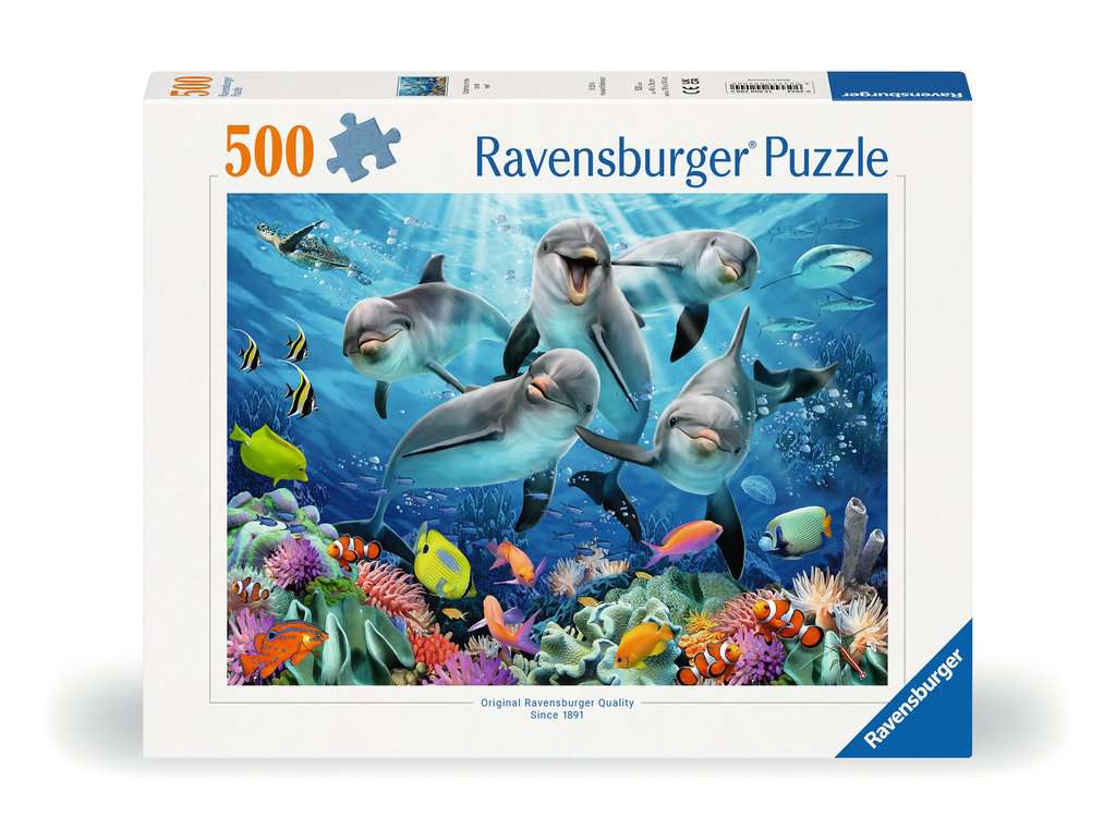 500 Piece Puzzle: Dolphins in the Coral - 9+