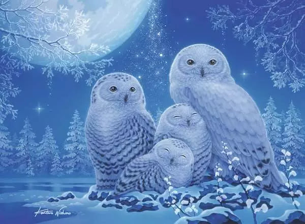 1000 Piece Puzzle: Owls in The Moonlight - Glow in the dark - Ages 14+