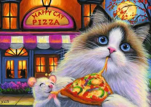 35 Piece Puzzle: Happy Cat Pizza - Age 4+