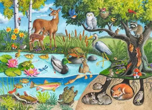 60 Piece Puzzle: Animals Above and Below - Ages 4+