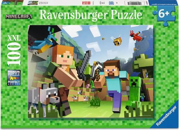 100 Piece Puzzle: Minecraft Steve and Alex - Ages 6+