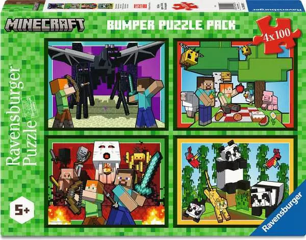 100 x 4 Piece Puzzle: Minecraft - Realms & Adventures- Ages 5+
