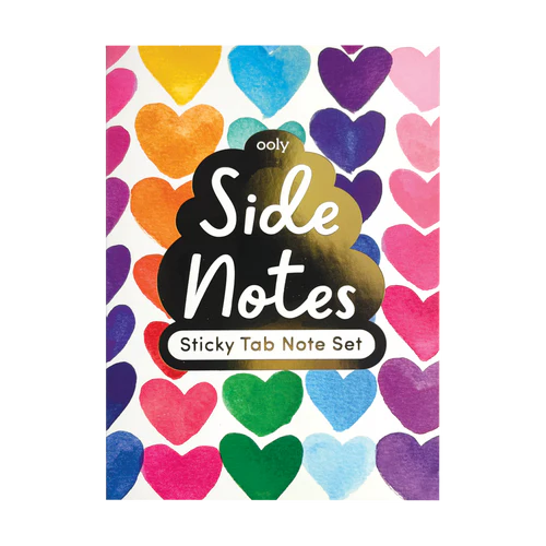 Side Notes Sticky Tab Note Pad: Rainbow Hearts - Ages 8+