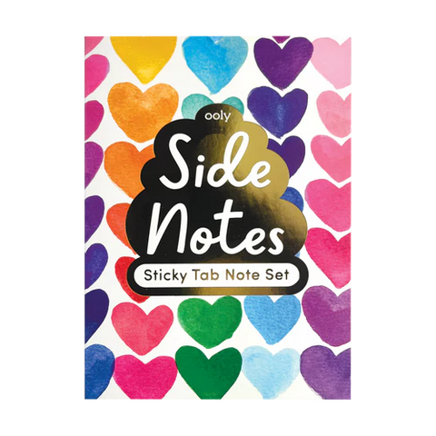 Side Notes Sticky Tab Note Pad: Rainbow Hearts - Ages 8+