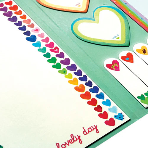 Side Notes Sticky Tab Note Pad: Rainbow Hearts - Ages 8+