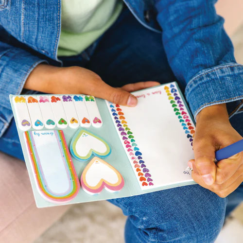 Side Notes Sticky Tab Note Pad: Rainbow Hearts - Ages 8+