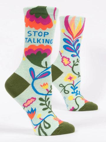 Blue Q: Stop Talking - Women's Crew Socks - Size 5-10