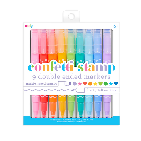 Ooly: Confetti Stamp: 9 Double-Ended Markers - Ages 6+