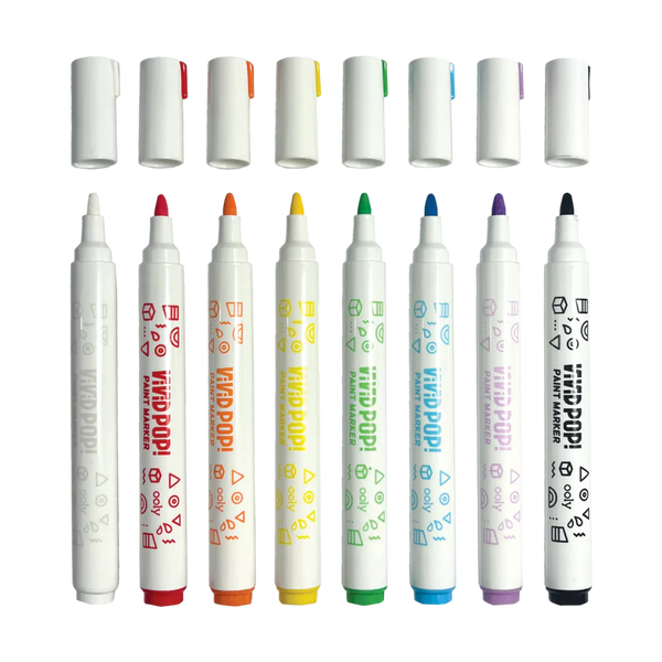 Ooly: Vivid Pop! 8 Water Based Paint Markers Classic Colours - Ages 8+