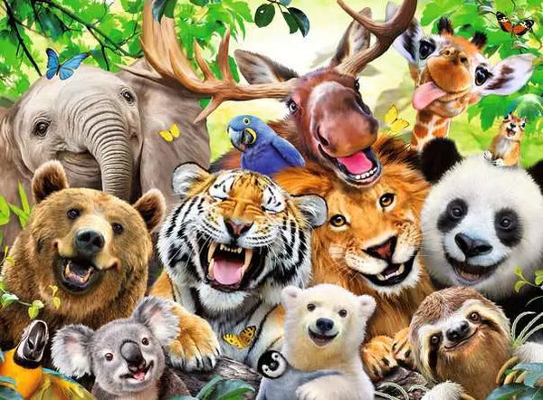 300 Piece XXL Puzzle: Exotic Animals Selfie - 9+
