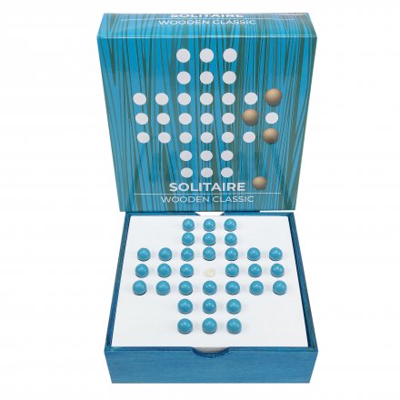 Wooden Solitaire Board Game - Classic Marble Brain Teaser