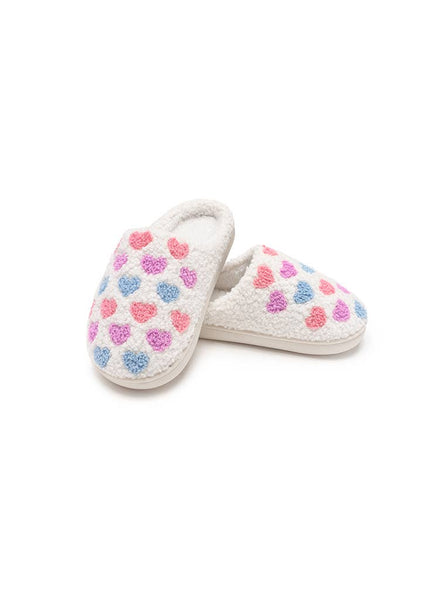 Slippers - Kids - Pastel Hearts - White