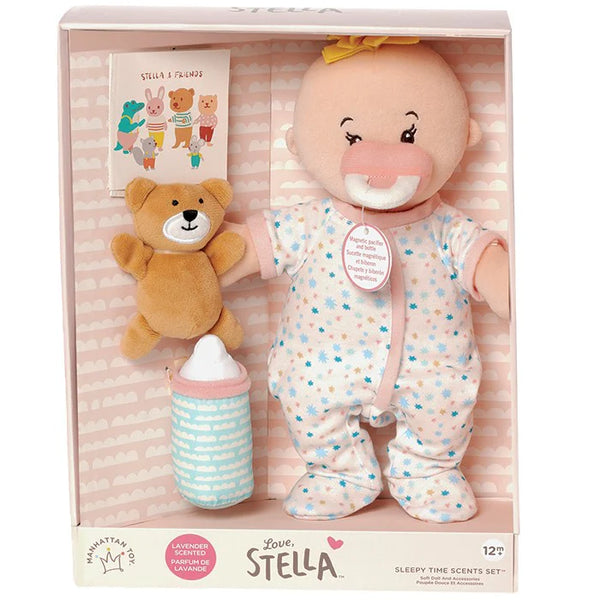 Manhattan Toy: Love, Stella Sleepy Time Set Peach Doll with Blonde Tuft - Ages 12mths+
