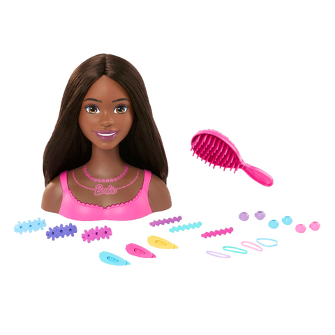 Barbie Styling Head: Brown Hair with 20 Accessories - Ages 3+