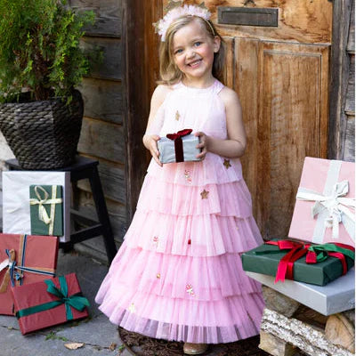 GP: Christmas Tree Dress with Headpiece - Blush - Assorted sizes