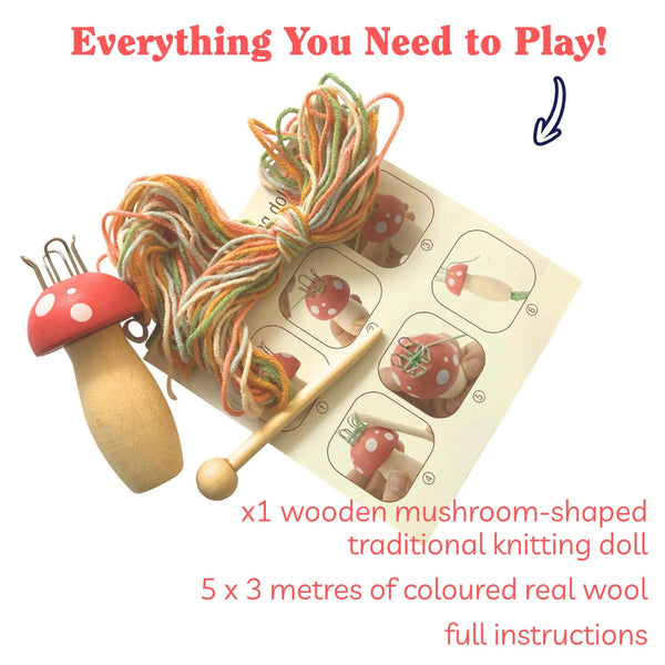 Wooden Knitting Mushroom