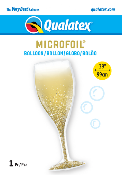 39" Balloon: Golden Bubbly Wine Glass