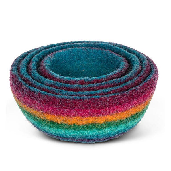 Nesting  Rainbow Stripe -  4 Nesting Bowls - Rainbows - Age 8+
