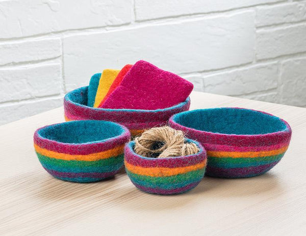 Nesting  Rainbow Stripe -  4 Nesting Bowls - Rainbows - Age 8+