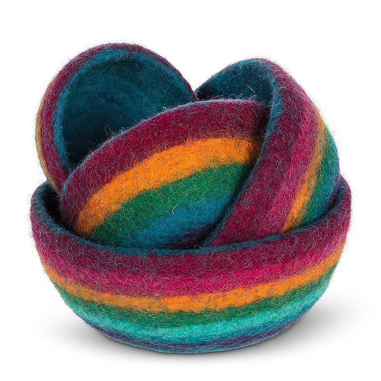 Nesting  Rainbow Stripe -  4 Nesting Bowls - Rainbows - Age 8+