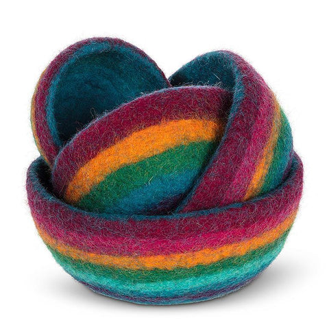 Nesting  Rainbow Stripe -  4 Nesting Bowls - Rainbows - Age 8+