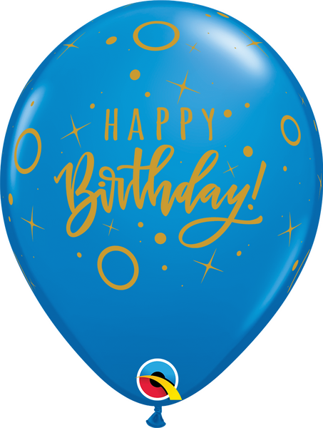 11" Latex Balloon: Birthday Dots & Sparkles: Multiple Colours Available