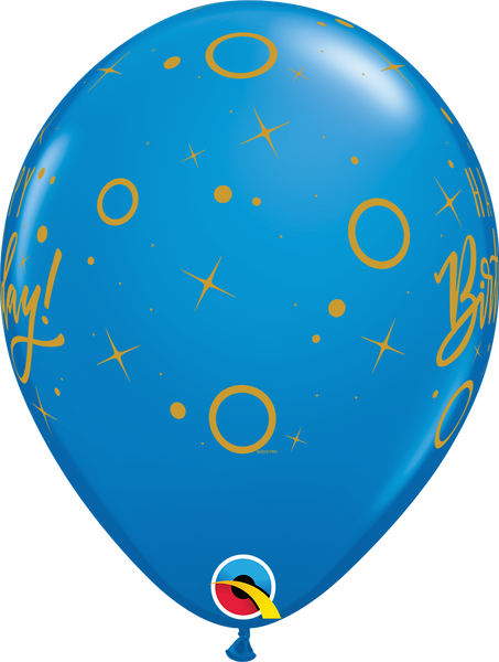 11" Latex Balloon: Birthday Dots & Sparkles: Multiple Colours Available