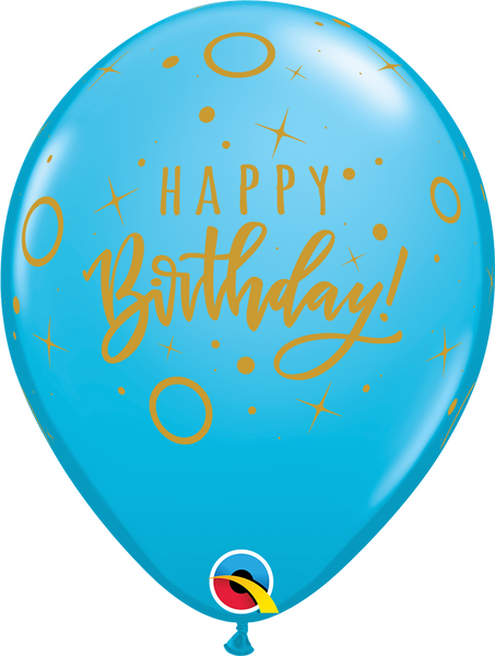 11" Latex Balloon: Birthday Dots & Sparkles: Multiple Colours Available