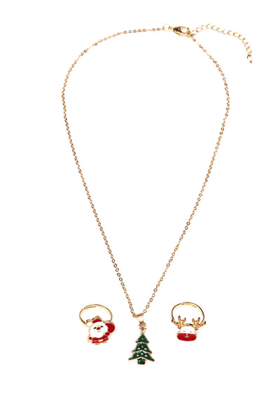 Christmas Tree Necklace & Ring Set - Ages 3+