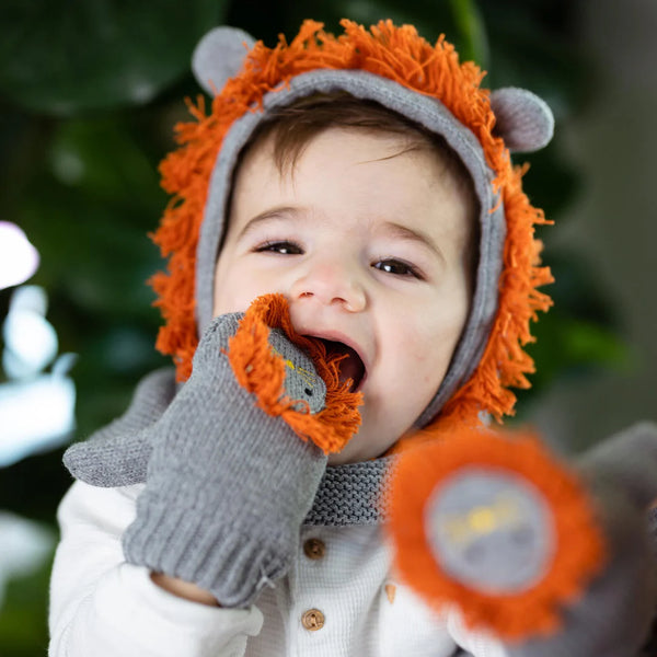 ZOOCCHINI: Baby Toddler Knit  Mittens - Leo The Lion - 12-24 months