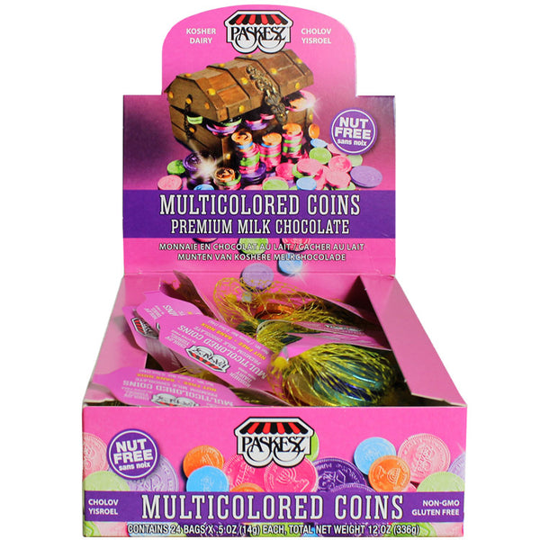 Milk Chocolate Gelt Multi-Coloured Coins