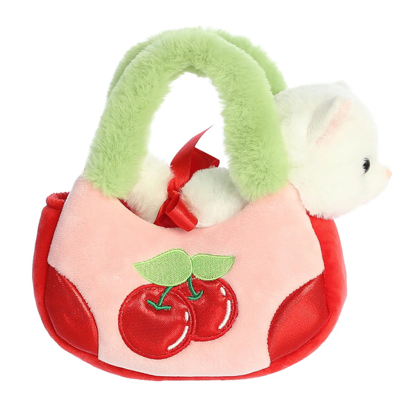 Fancy Pals White Kitten Plush and Cherry Purse Set